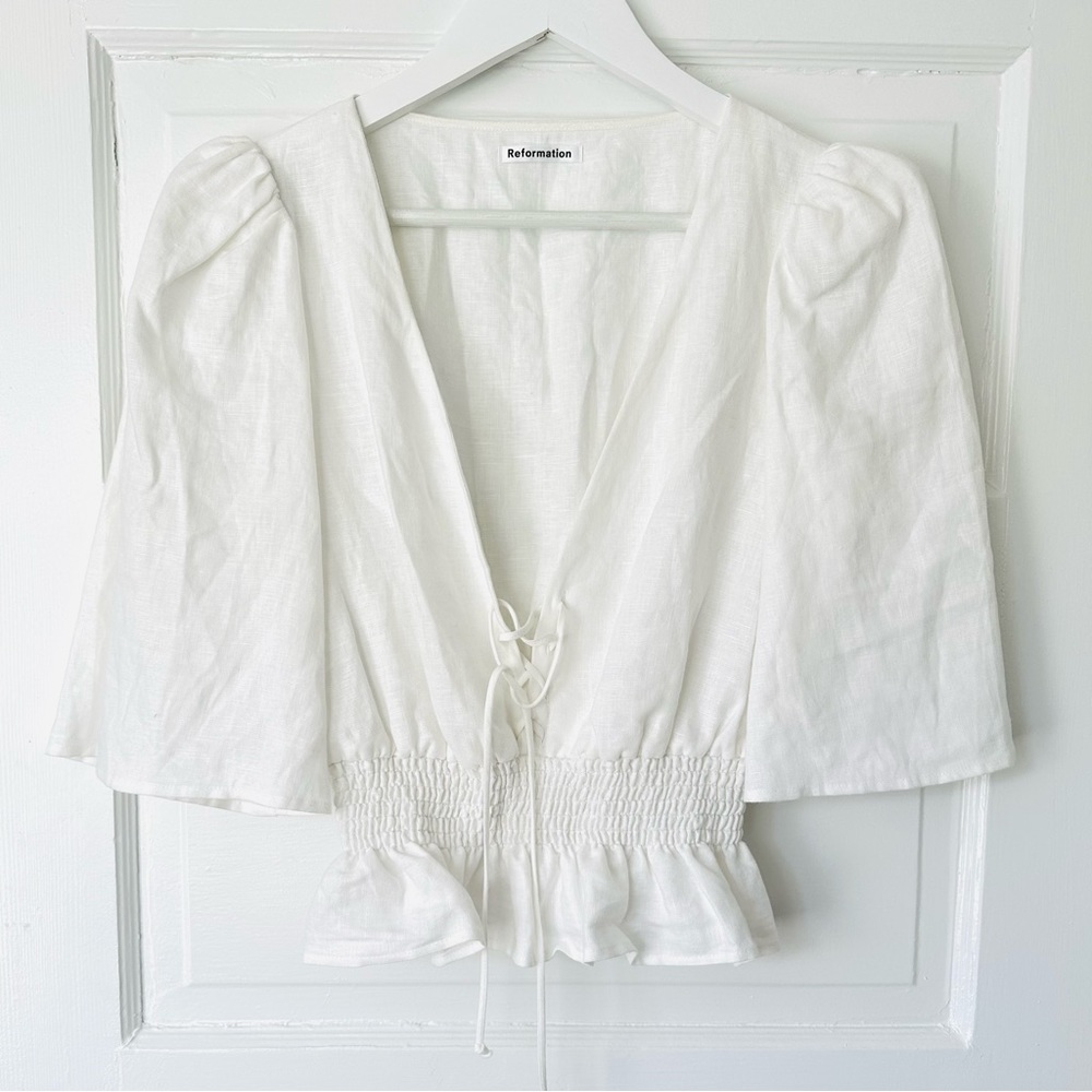 NWOT - Reformation ‘Emilia’ White Linen Top
